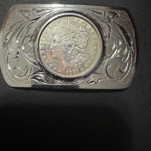 Silver plated Morgan Dollar Embellished Belt Buckle